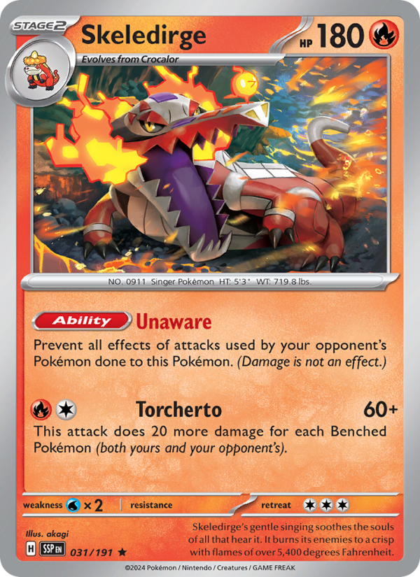 SSP Surging Sparks 031/252 Skeledirge (Rare - holo)