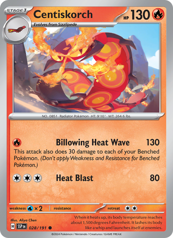 SSP Surging Sparks 028/252 Centiskorch (Common - reverse)