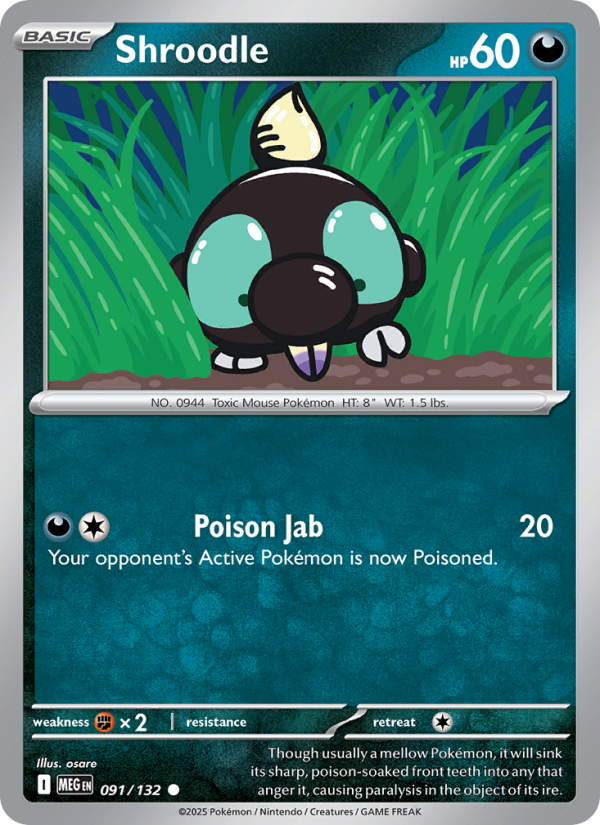 MEG Mega Evolution 091/188 Shroodle (Common - normal)