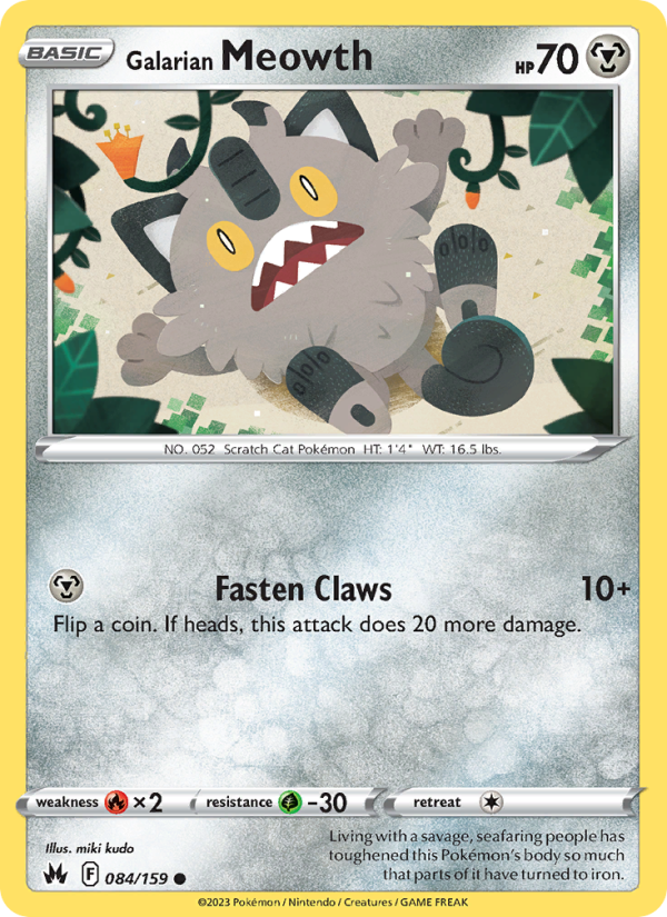 CRZ Crown Zenith 084/230 Galarian Meowth (Common - normal)