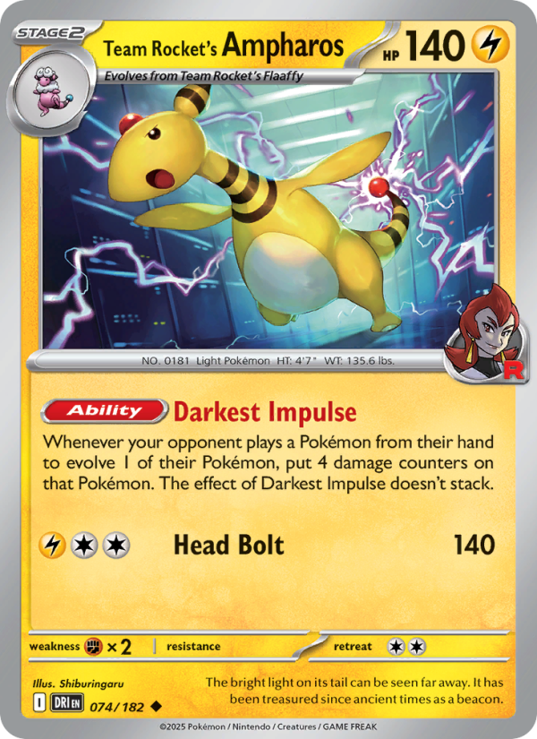 DRI Destined Rivals 074/244 Team Rocket's Ampharos (Uncommon - normal)