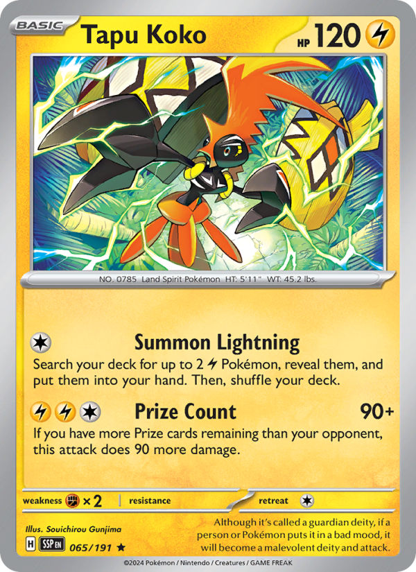 SSP Surging Sparks 065/252 Tapu Koko (Rare - holo)