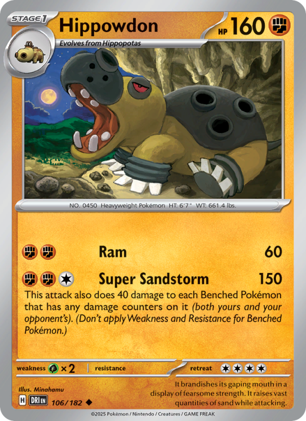 hippopotas pokemon card value DRI Destined Rivals 106/244 Hippowdon (Uncommon Card Type:Steel [Colorless][Colorless][Colorless] Lorcana - The First Expansion_Surging Sparks