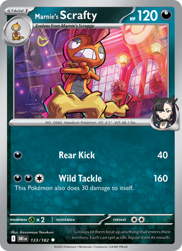 DRI Destined Rivals 133/244 Marnie's Scrafty (Uncommon - normal)