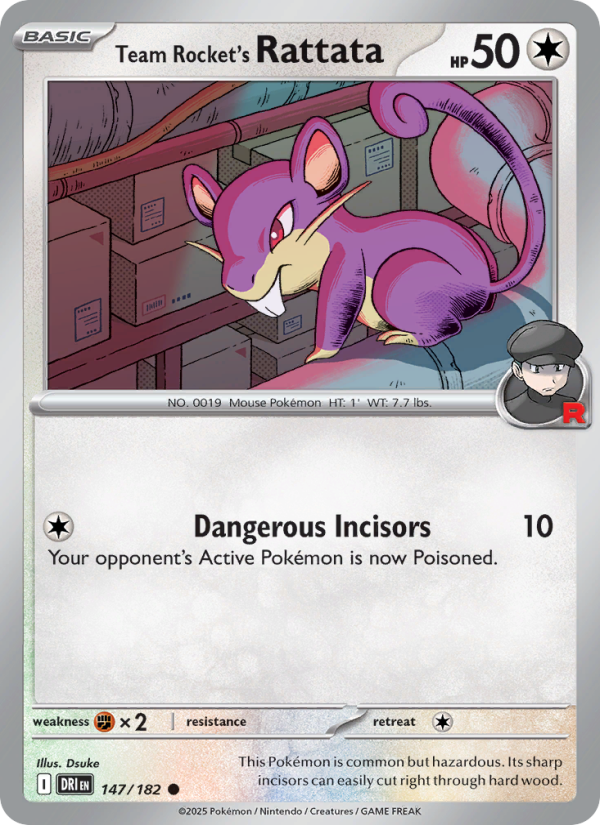 DRI Destined Rivals 147/244 Team Rocket's Rattata (Common - reverse)