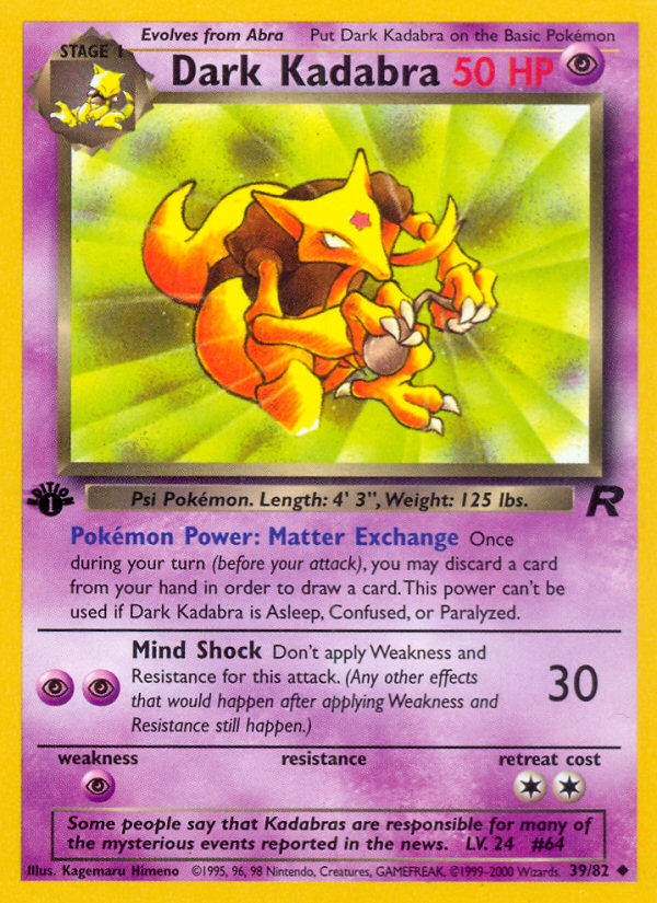 RO Team Rocket 39/83 Dark Kadabra (Uncommon - normal-1st-edition)