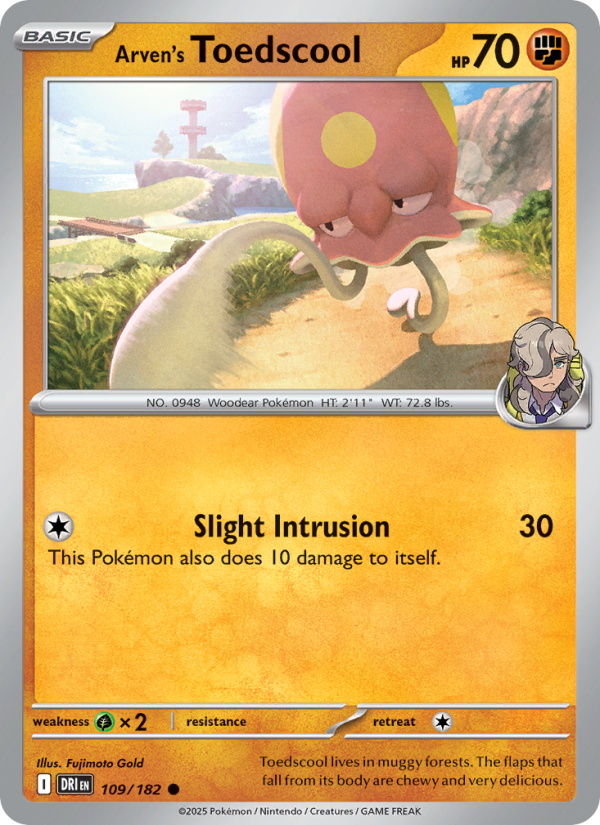 DRI Destined Rivals 109/244 Arven's Toedscool (Common - reverse)
