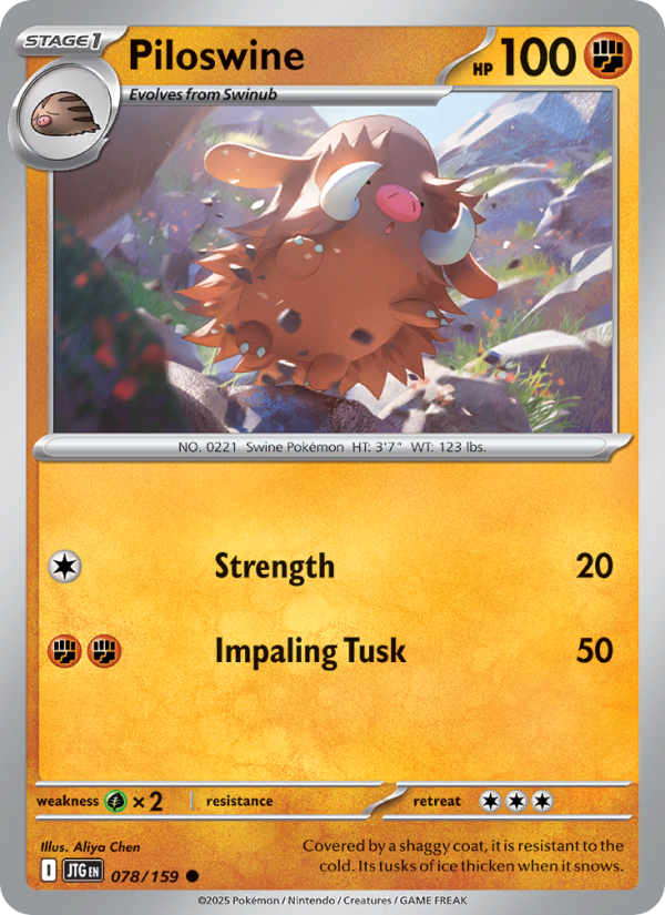 JTG Journey Together 078/190 Piloswine (Common - reverse)