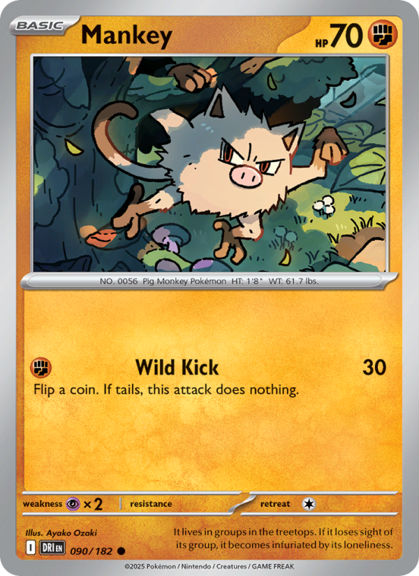 DRI Destined Rivals 090/244 Mankey (Common - reverse)