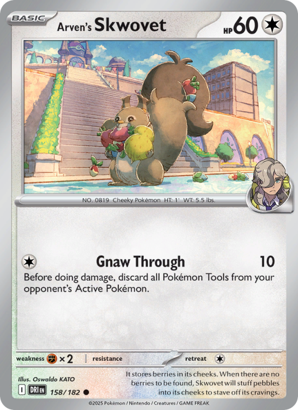 DRI Destined Rivals 158/244 Arven's Skwovet (Common - reverse)
