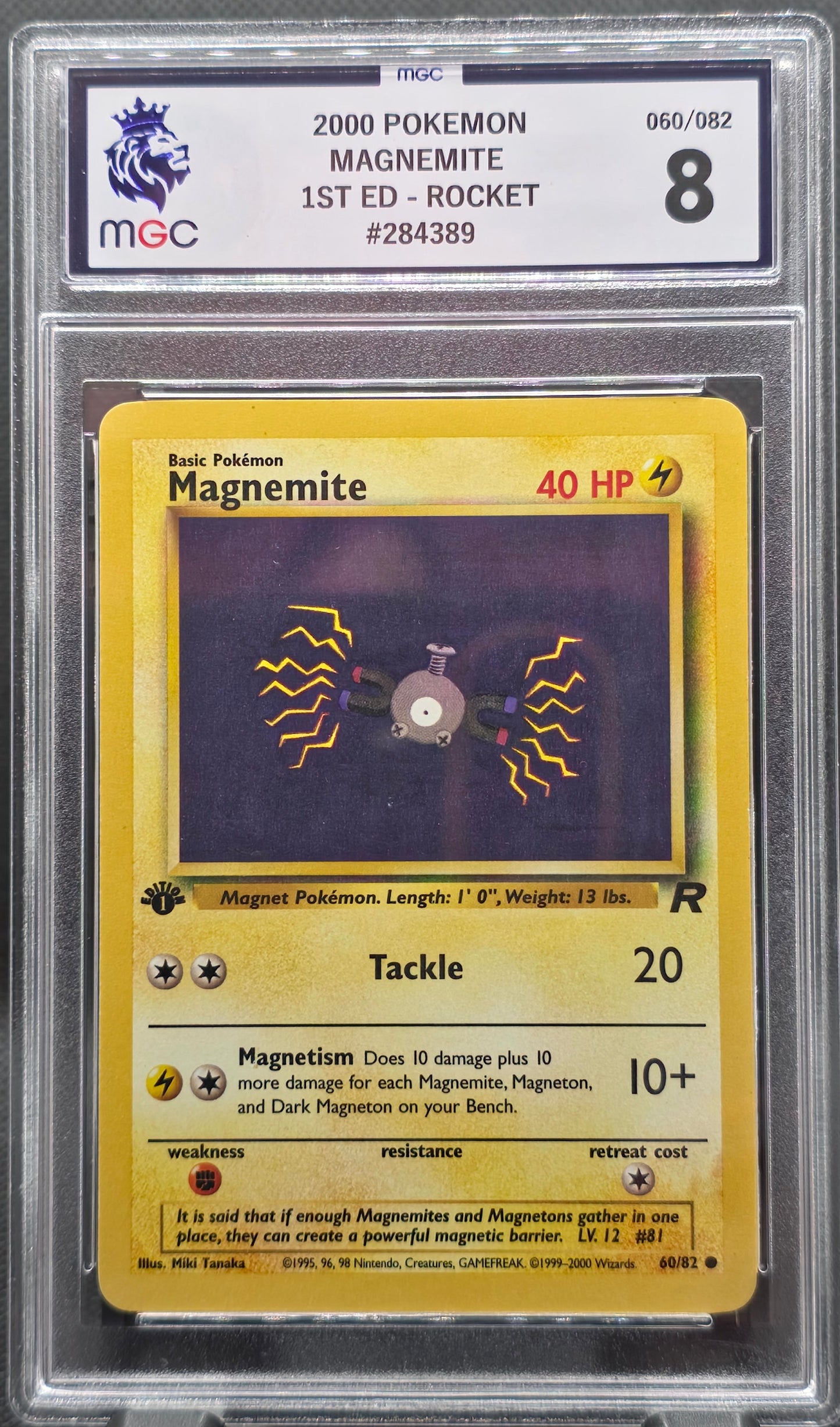 Magnemite 1st Edition Rocket - MGC Graded - 8