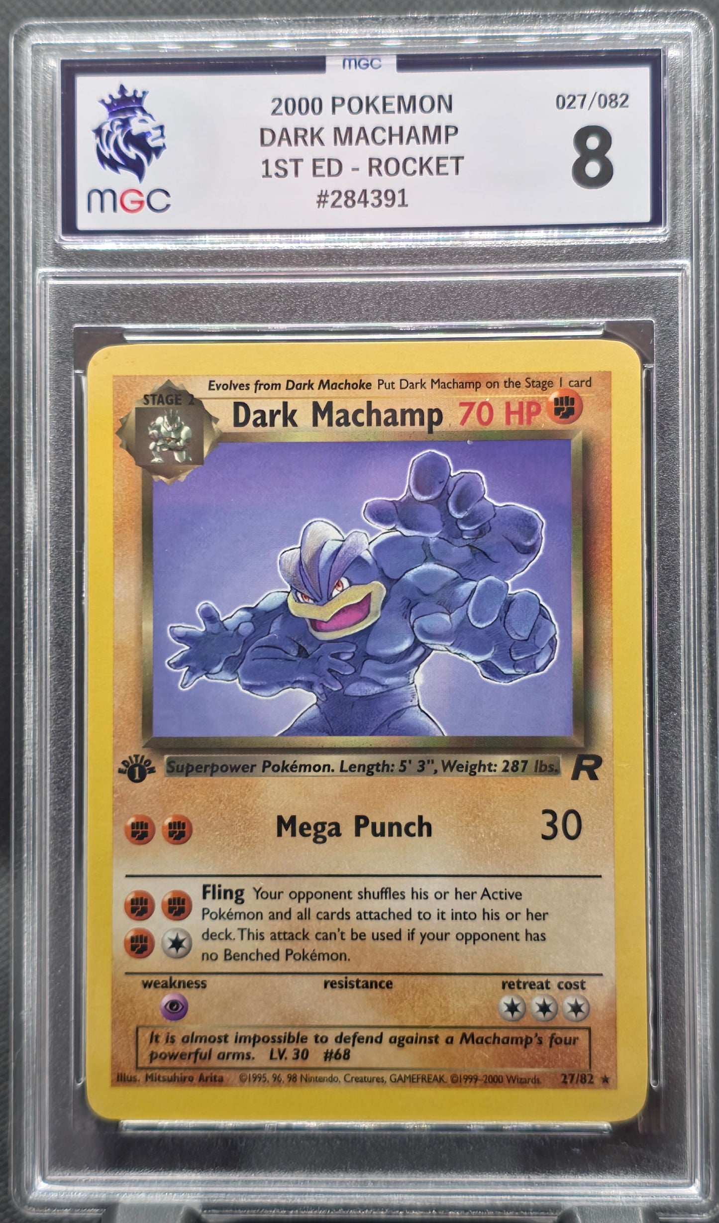 Dark Machamp 1st Edition Rocket - MGC Graded - 8