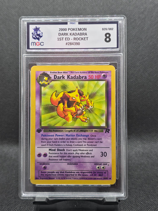 Dark Kadabra 1st Edition Rocket - MGC Graded - 8