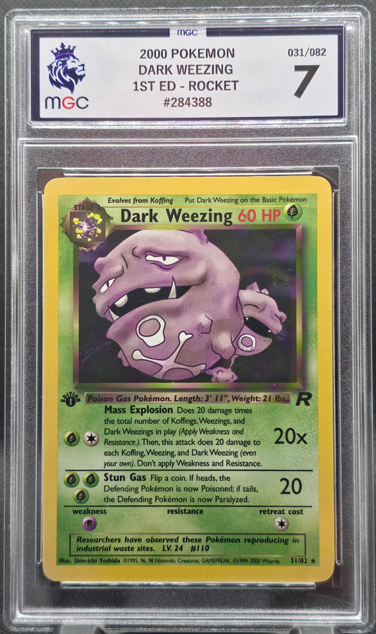 Dark Weezing 1st Edition Rocket - MGC Graded - 7
