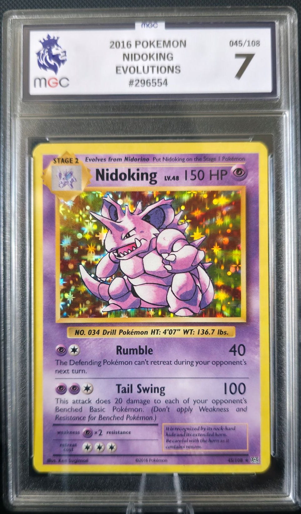 Nidoking Holo - MGC Graded - 7 - 45/108 - 2016 Pokemon Evolutions