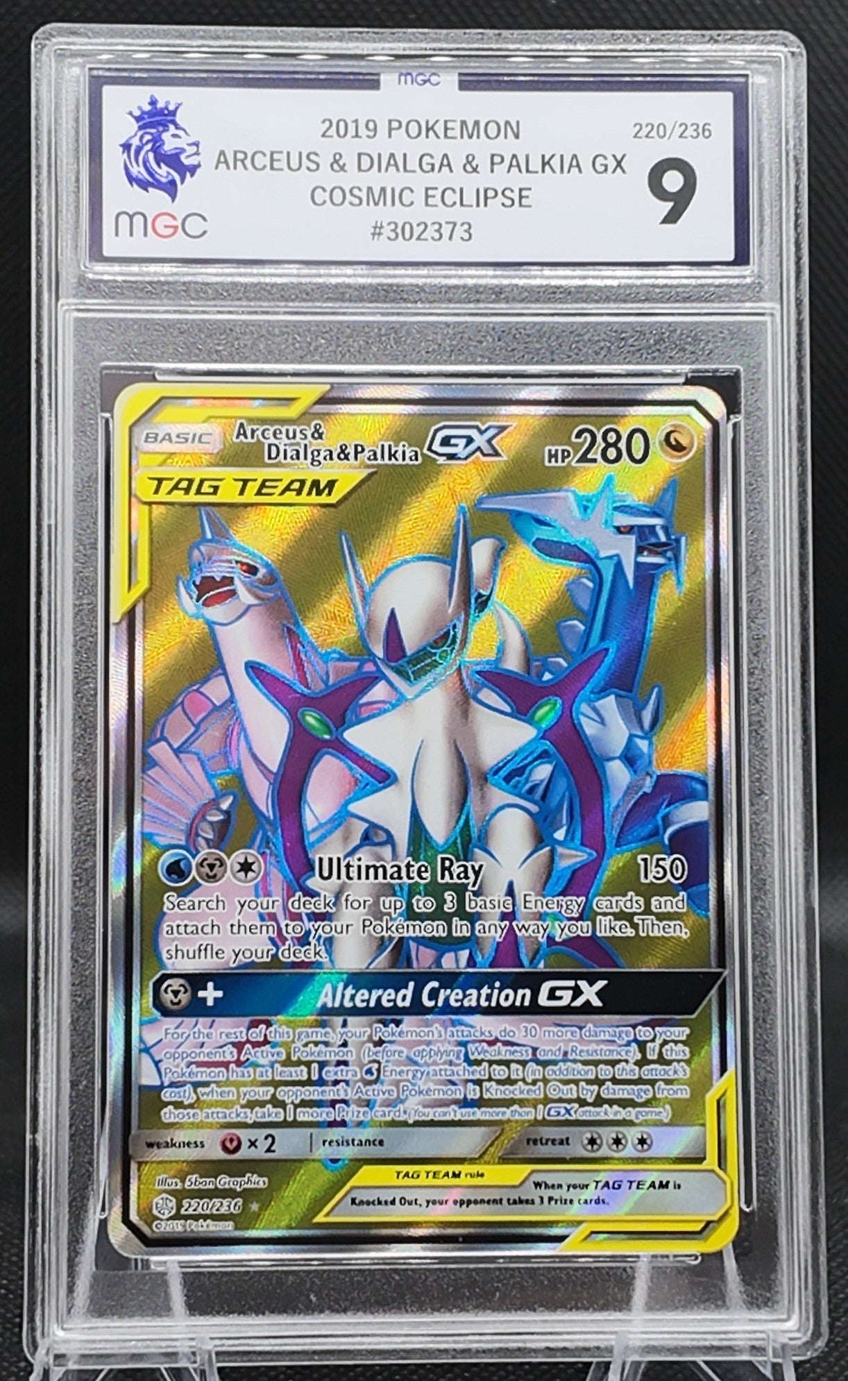 Arceus & Dialga & Palkia GX - MGC Graded 9 - 220/236 - 2019 Cosmic Eclipse - Pokemon