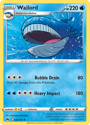 CRZ Crown Zenith 032/230 Wailord (Rare - reverse)