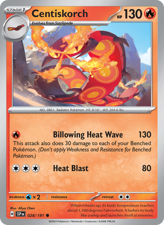 SSP Surging Sparks 028/252 Centiskorch (Common - reverse)
