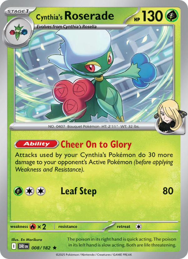 DRI Destined Rivals 008/244 Cynthia's Roserade (Rare - reverse)