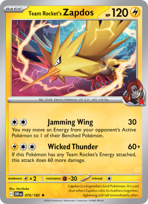 DRI Destined Rivals 070/244 Team Rocket's Zapdos (Rare - holo)