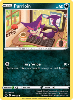 CRZ Crown Zenith 077/230 Purrloin (Common - reverse)