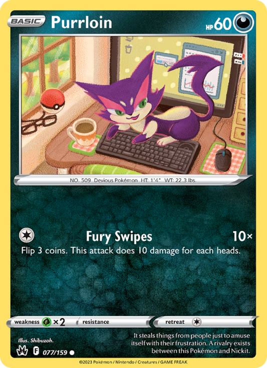 CRZ Crown Zenith 077/230 Purrloin (Common - reverse)