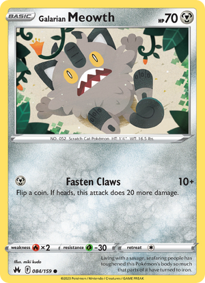 CRZ Crown Zenith 084/230 Galarian Meowth (Common - normal)