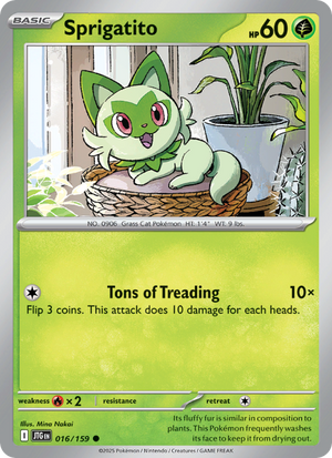 JTG Journey Together 016/190 Sprigatito (Common - reverse)