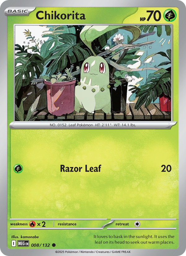 MEG Mega Evolution 008/188 Chikorita (Common - reverse)