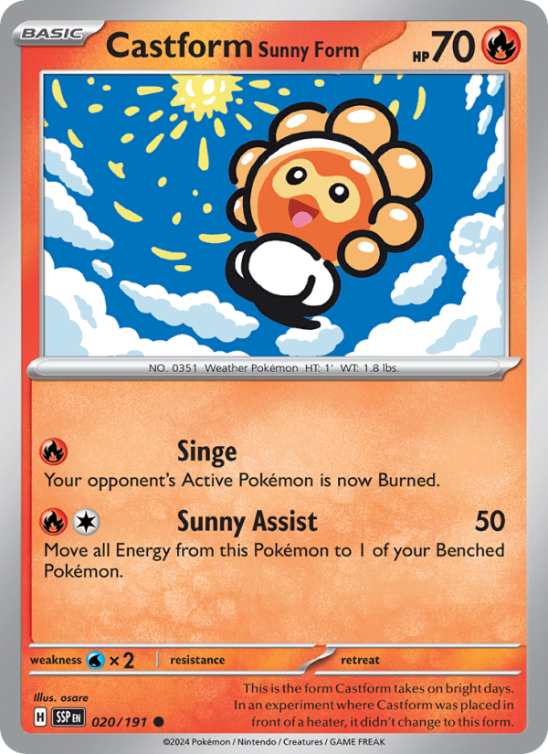 SSP Surging Sparks 020/252 Castform Sunny Form (Common - reverse)
