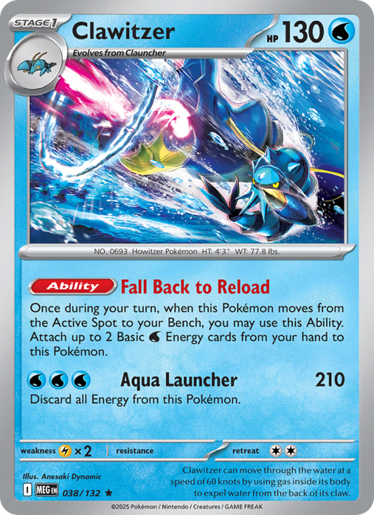 MEG Mega Evolution 038/188 Clawitzer (Rare - normal)