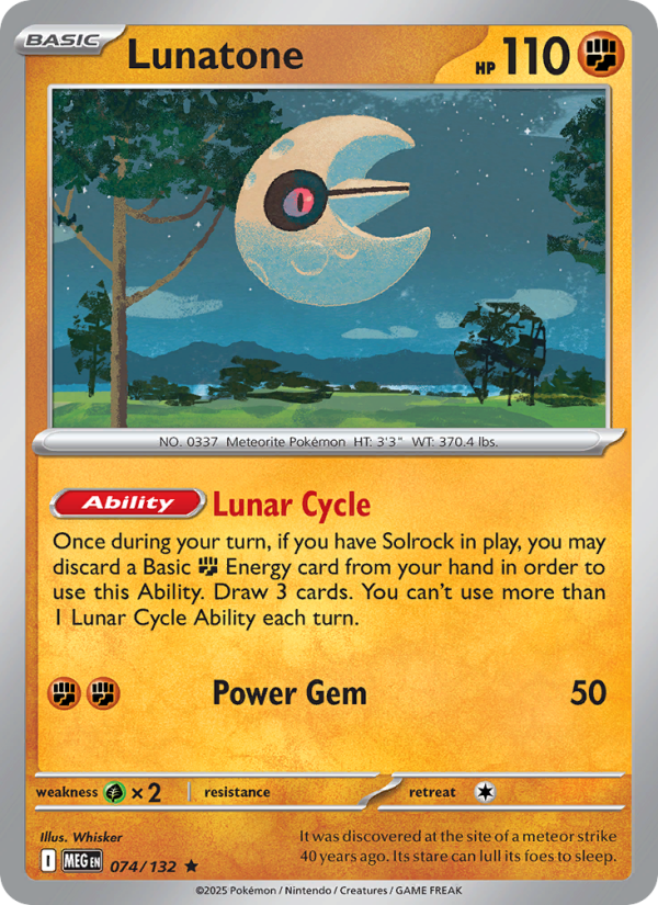 MEG Mega Evolution 074/188 Lunatone (Rare - holo)