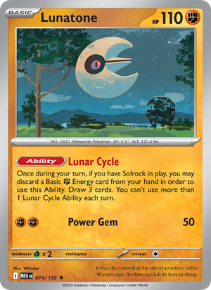 MEG Mega Evolution 074/188 Lunatone (Rare - holo)