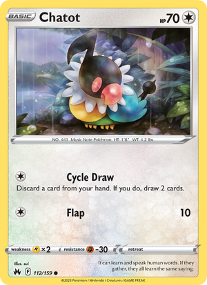 CRZ Crown Zenith 112/230 Chatot (Common - reverse)