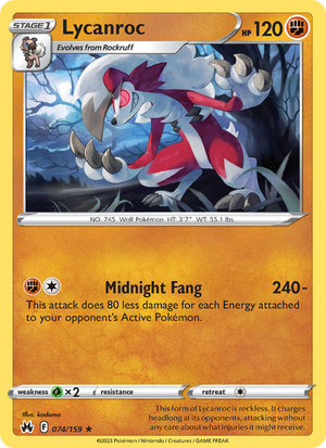 CRZ Crown Zenith 074/230 Lycanroc (Rare - reverse)