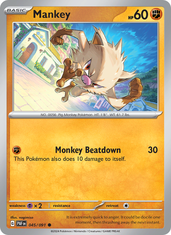 PAF Paldean Fates 045/245 Mankey (Common - reverse)