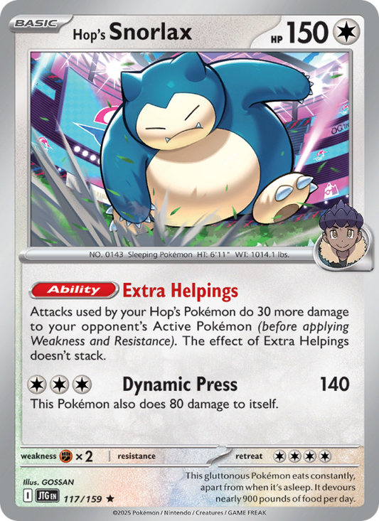 JTG Journey Together 117/190 Hop's Snorlax (Rare - reverse)