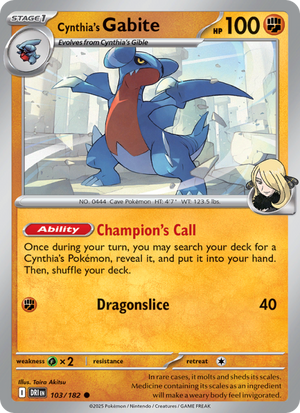 DRI Destined Rivals 103/244 Cynthia's Gabite (Common - reverse)