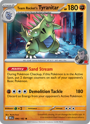 DRI Destined Rivals 096/244 Team Rocket's Tyranitar (Rare - holo-set-logo-staff)