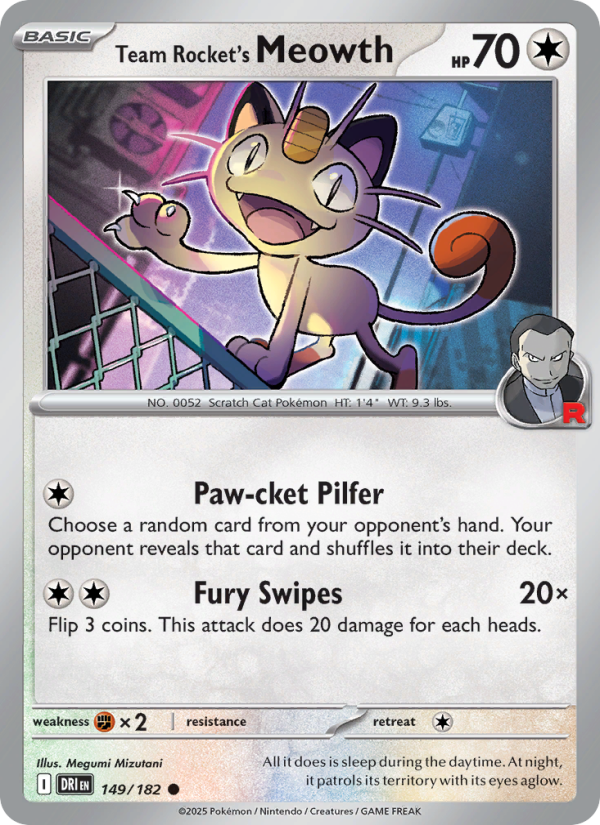 DRI Destined Rivals 149/244 Team Rocket's Meowth (Common - reverse)