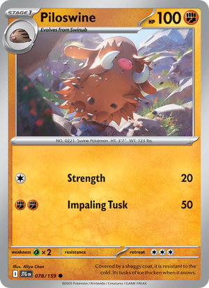 JTG Journey Together 078/190 Piloswine (Common - reverse)