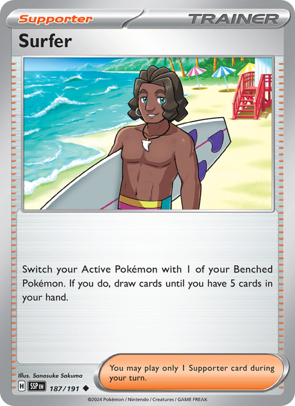 SSP Surging Sparks 187/252 Surfer (Uncommon - reverse)