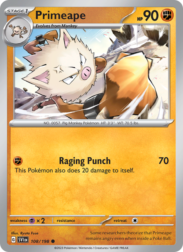 SV Scarlet & Violet 108/258 Primeape (Common - reverse)