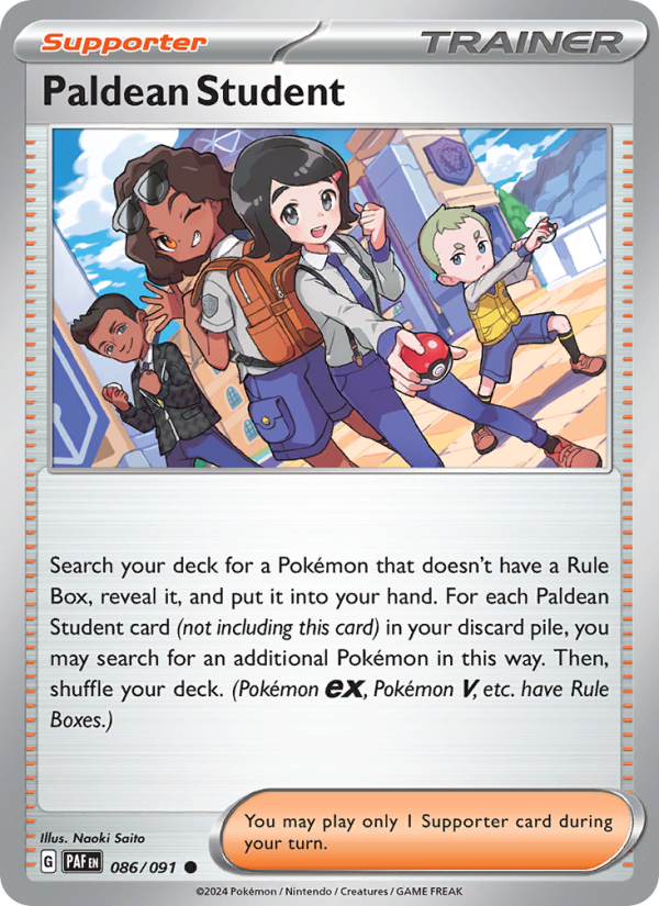 PAF Paldean Fates 086/245 Paldean Student (Common - reverse)