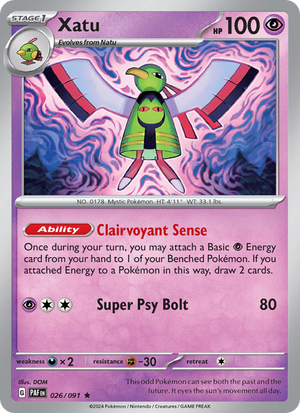 PAF Paldean Fates 026/245 Xatu (Rare - reverse)