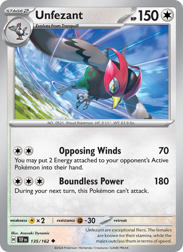 TEF Temporal Forces 135/218 Unfezant (Uncommon - reverse)