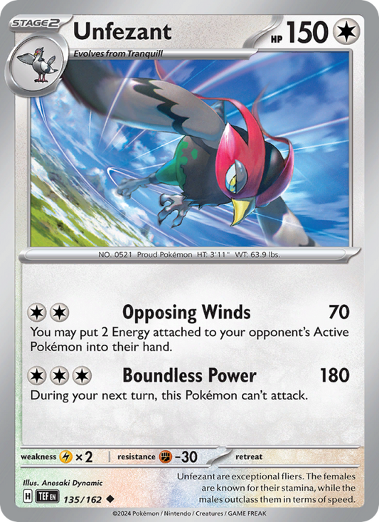 TEF Temporal Forces 135/218 Unfezant (Uncommon - reverse)