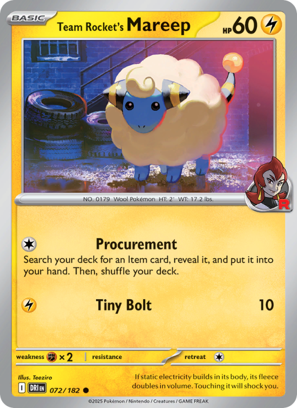DRI Destined Rivals 072/244 Team Rocket's Mareep (Common - reverse)