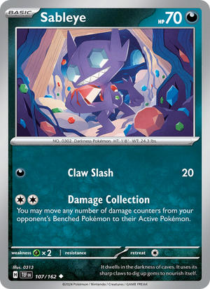 TEF Temporal Forces 107/218 Sableye (Uncommon - reverse)