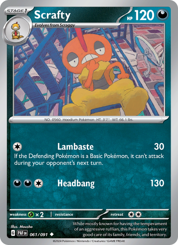 PAF Paldean Fates 061/245 Scrafty (Uncommon - reverse)